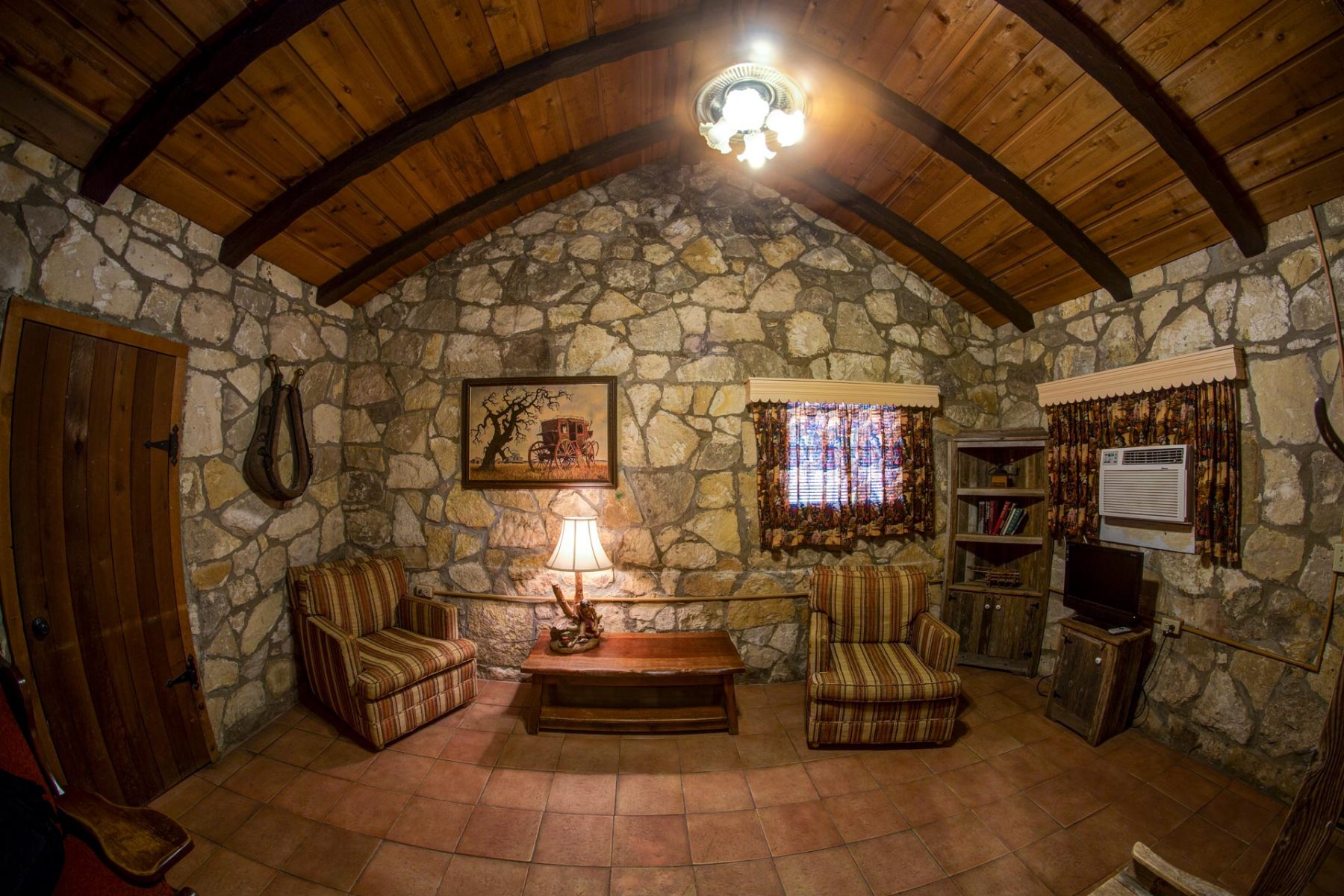 Rustic living room in cabin